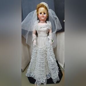 Antique Betty The Beautiful Bride Doll Lace Dress and Tiara